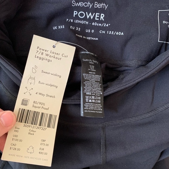 NWT Sweaty Betty Power Laser Cut
7/8 Workout Black Leggings Size 0 - Picture 10 of 11